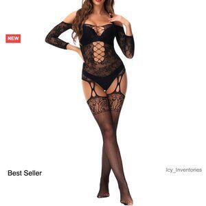 Sexy Mesh Bodystocking One Piece Babydoll Lingerie Nightwear Plus Size Stretchy